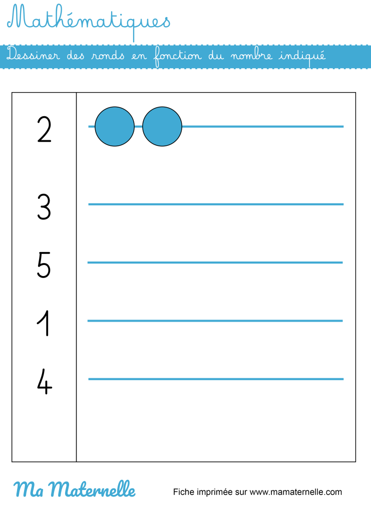 Moyenne section - Mathématiques : dessiner en fonction du nombre indiqué