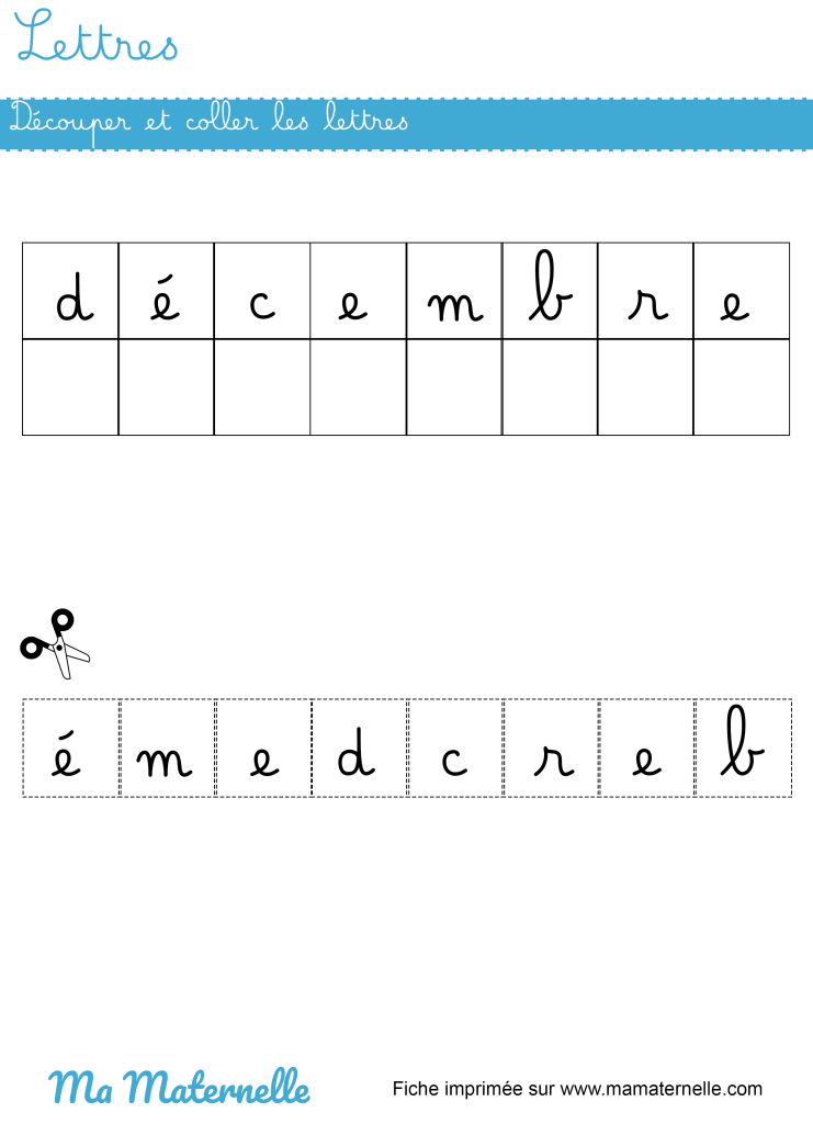 Grande section - Lettres : découper et coller les lettres