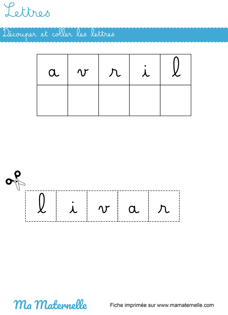 Grande section - Lettres : découper et coller les lettres